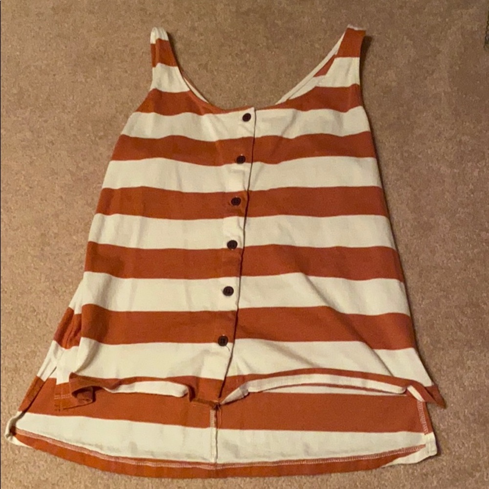 Burnt orange and white tank top